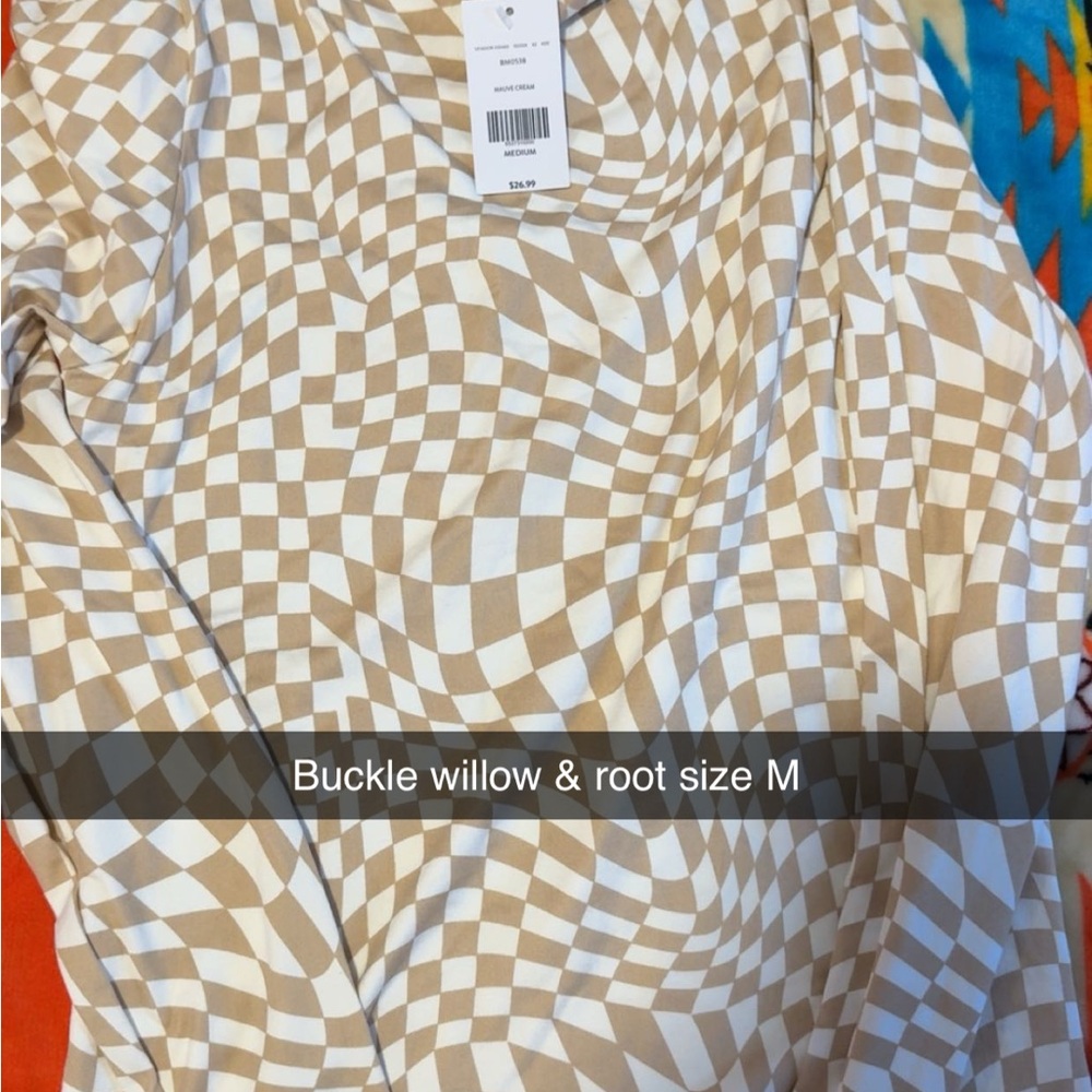 Buckle Willow & Root Tan Checkered Long Sleeve Top